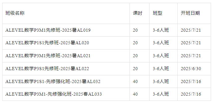 ALevel暑假班